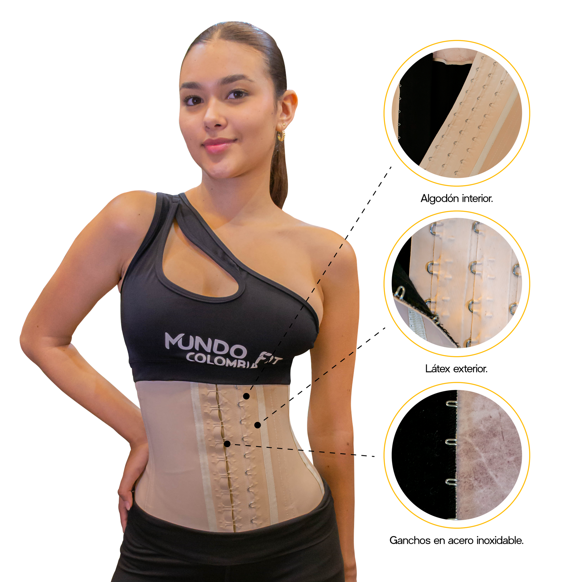 Cinturilla Colombiana Beige Deportiva en latex - MUNDO FIT USA