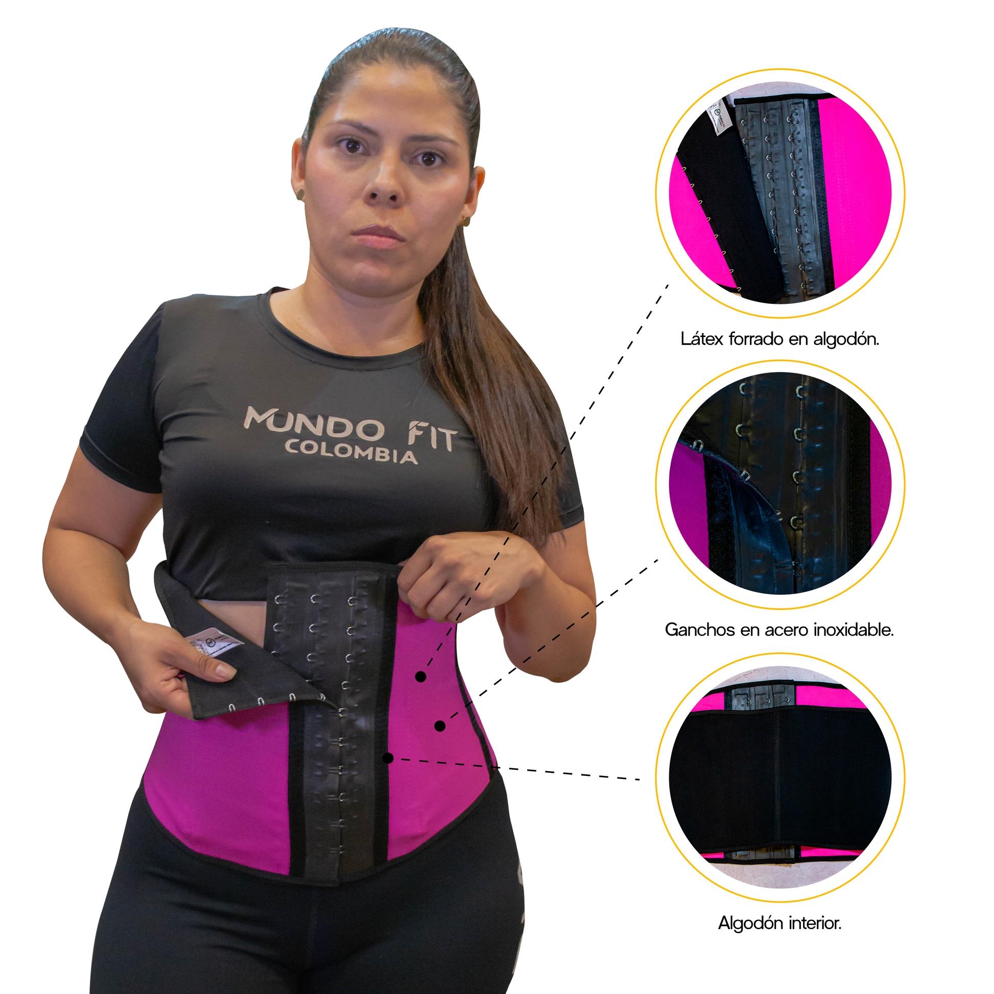 Cinturilla Colombiana Fucsia Deportiva en latex - MUNDO FIT USA